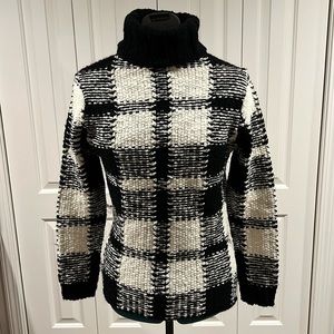 Black and White Plaid Turtleneck Sweater